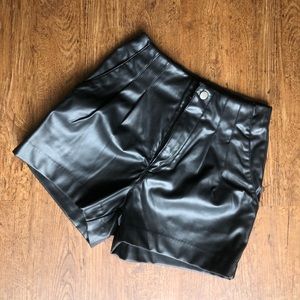 H&M High Waisted Leather Shorts